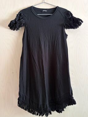 Zucca Japan Black Fringe-Sleeve Mini Dress